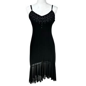 NWT VTG Jodie medium black sequin slip dress whimsygoth fairy prom y2k USA glam